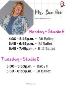 Ms. Sue Ann's Schedule